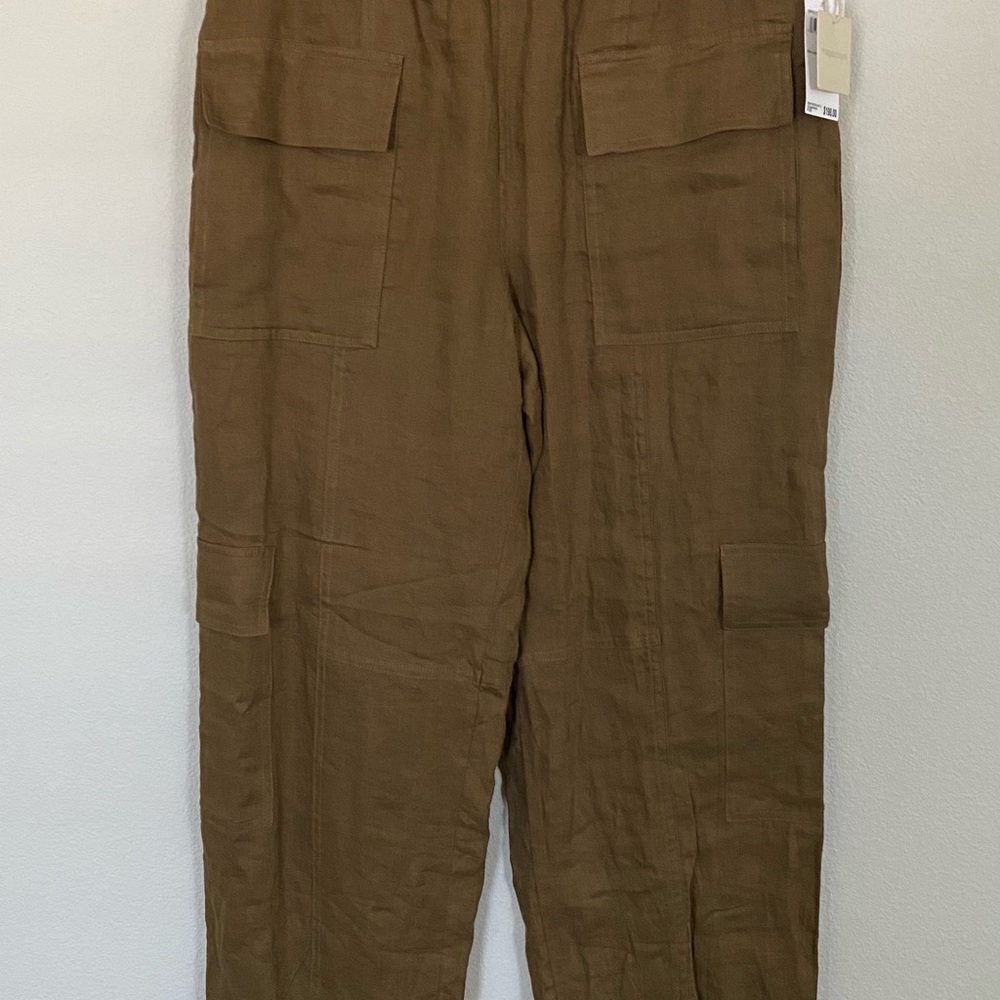 NWT. Magaschoni Linen Cargo Pants, Sz M